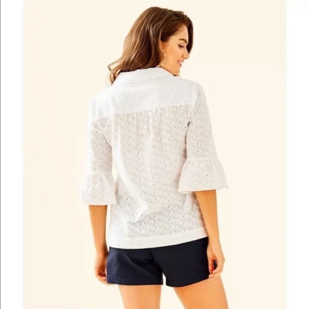 Lilly Pulitzer NWT Ginger Top Resort White Fishy Eyelet Size XS - Picture 5 of 7